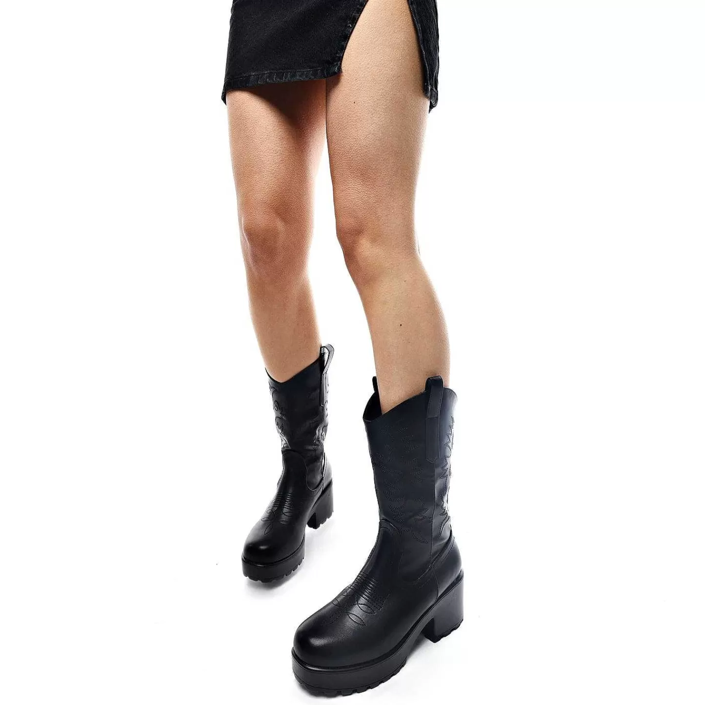 Flash Sale Dlugie, Masywne Buty Zachodnie Wintu Damskie Buty Na Lydke