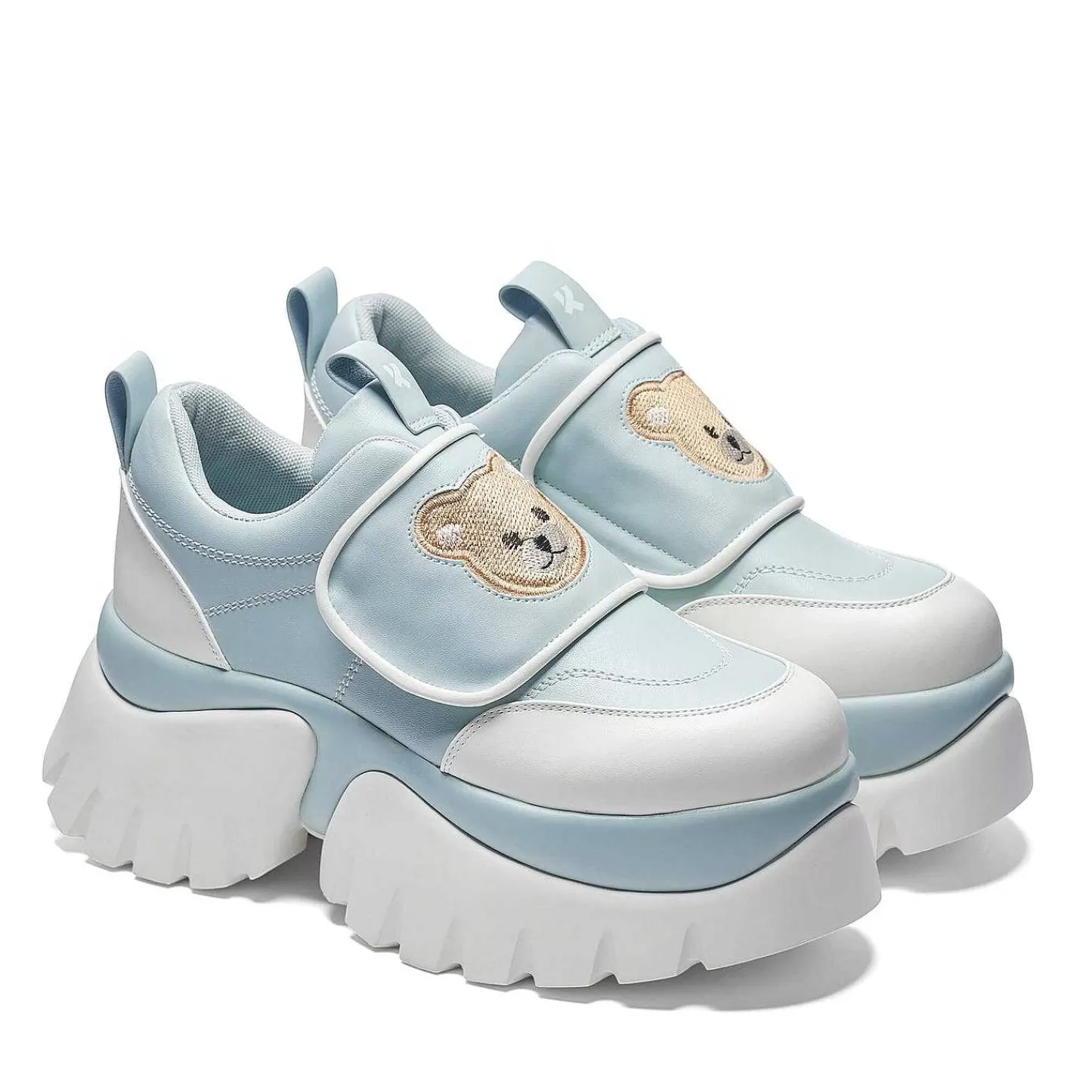 Shop Niebieskie Buty Sportowe Na Platformie Vilun Teddy Sura Damskie Grube Tenisówki